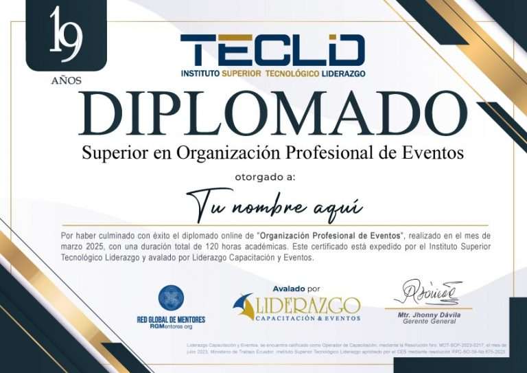 Diplomado Superior en Organización Profesional de Eventos
